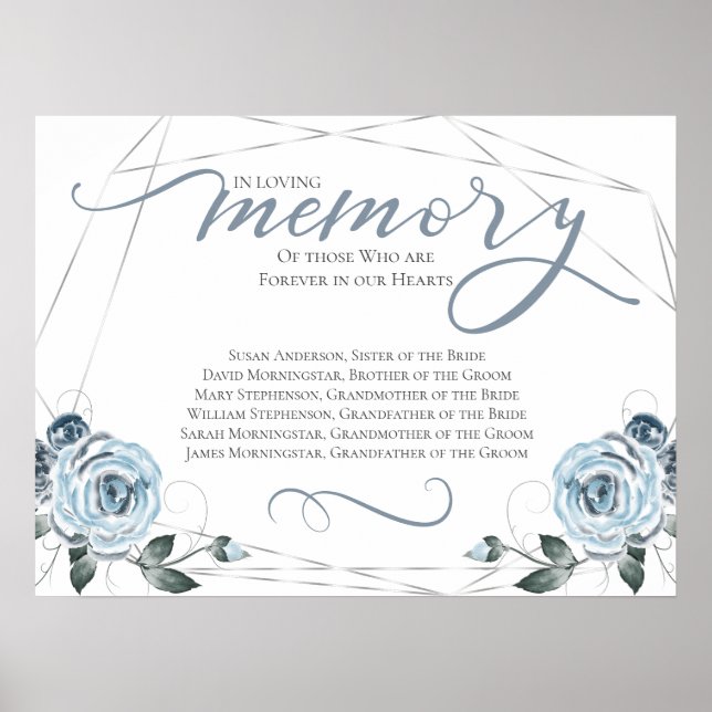 Poster Placa de Cerimônia de Casamento em Memória e Lembr (Frente)