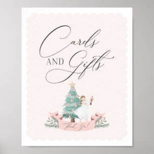 Poster placa de chá de fraldas e dons do nutcracker rosa