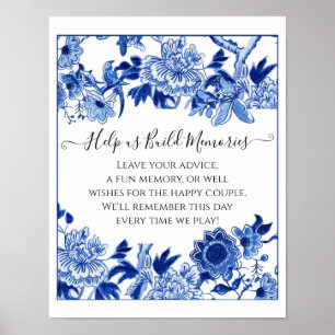 Poster Placa de Chá de Noiva Personalizada Jenga 10x12 Az