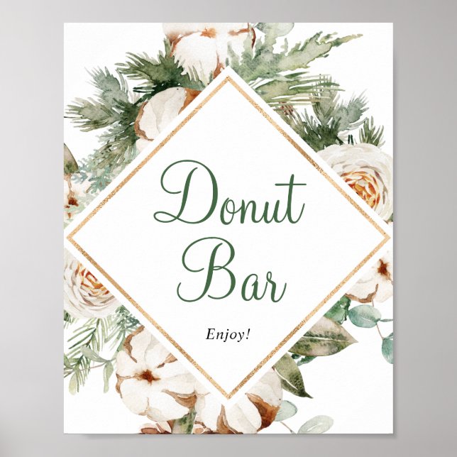 Poster Placa de Churrasco de Donuts de Inverno de Pinheir (Frente)