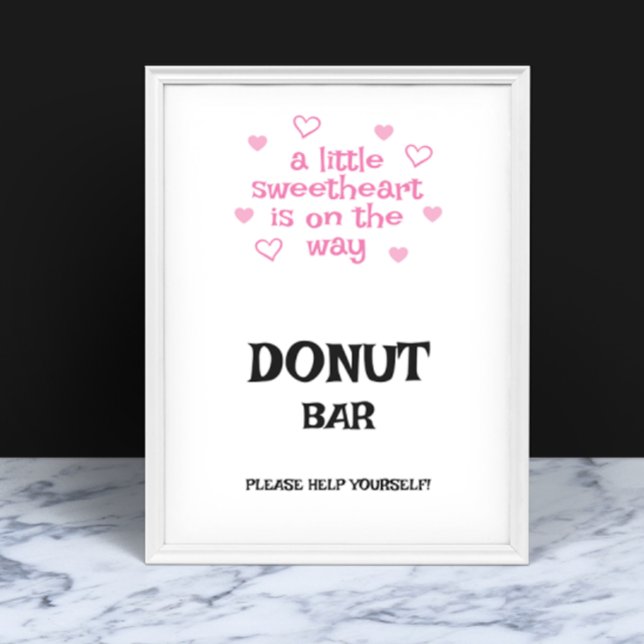 Poster Placa de chuveiro Barra de Donut Corações Rosa (Criador carregado)