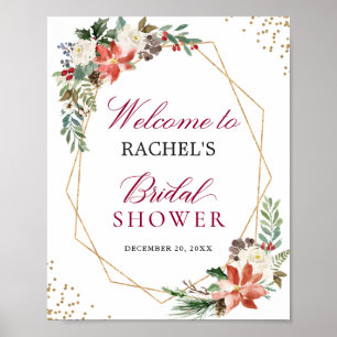 Poster Placa de Chuveiro de Noiva com Moldura Dourada e P