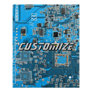 Pôster Placa de Circuito PCB Azul Personalizada para Prof