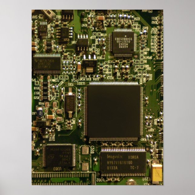 Pôster Placa de Circuito Verde Macro | Foto de PCB (Frente)