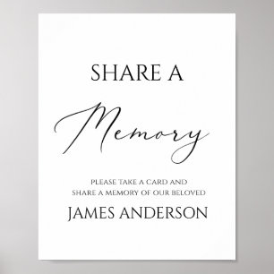 Poster Placa de Compartilhar Memória de Funeral