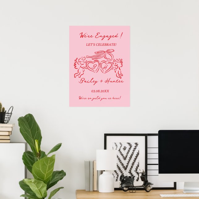 Poster Placa de Compromisso Personalizada Caprichosa para (Escritório em casa)