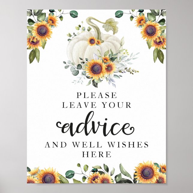 Poster Placa de Conselho para Chá de Bebê de Abóbora com  (Frente)