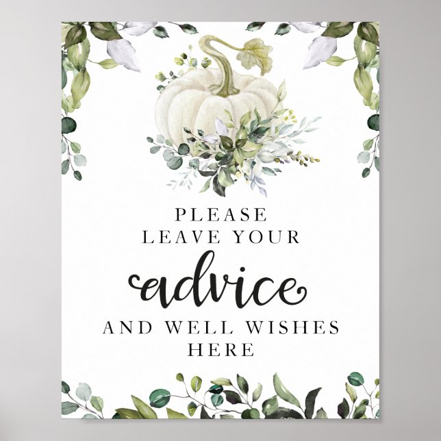 Poster Placa de Conselho para Chá de Bebê de Abóbora com  (Frente)