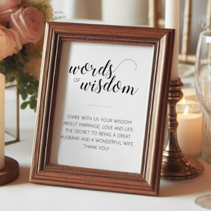 Poster Placa de Conselhos de Sabedoria para Casamento com
