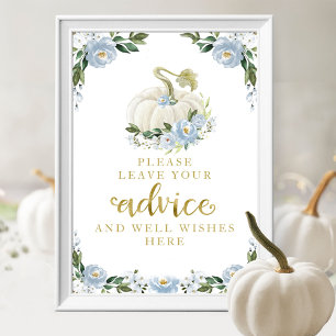 Poster Placa de Conselhos para Chá de Bebê de Abóbora com