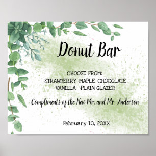 Poster Placa de Doces Barra de Donut Mesa de Casamento Eu
