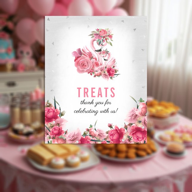 Poster Placa de Doces Chá de Bebê Flamingo Bailarina Prat (Criador carregado)