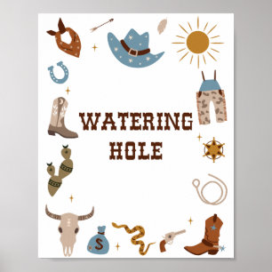Poster Placa de estação de água Rodeo Birthday Watering H