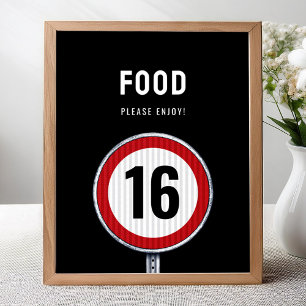 Poster Placa de estação de comida Aniversário de 16 anos 