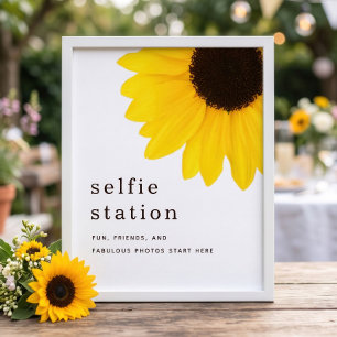 Poster Placa de Estação de Selfie de Girassol para Festa