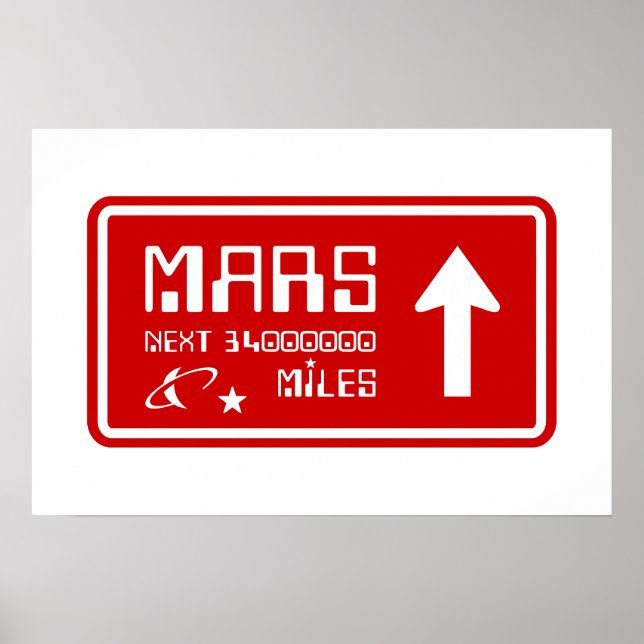 Poster Placa de Estrada para Marte (Frente)