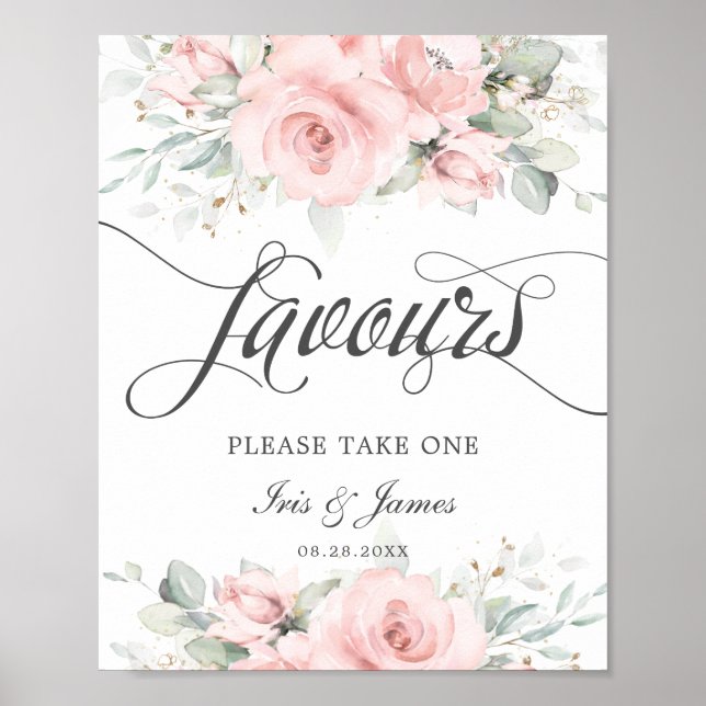 Poster Placa de Favor de Casamento com Flora de Tom Rosad (Frente)