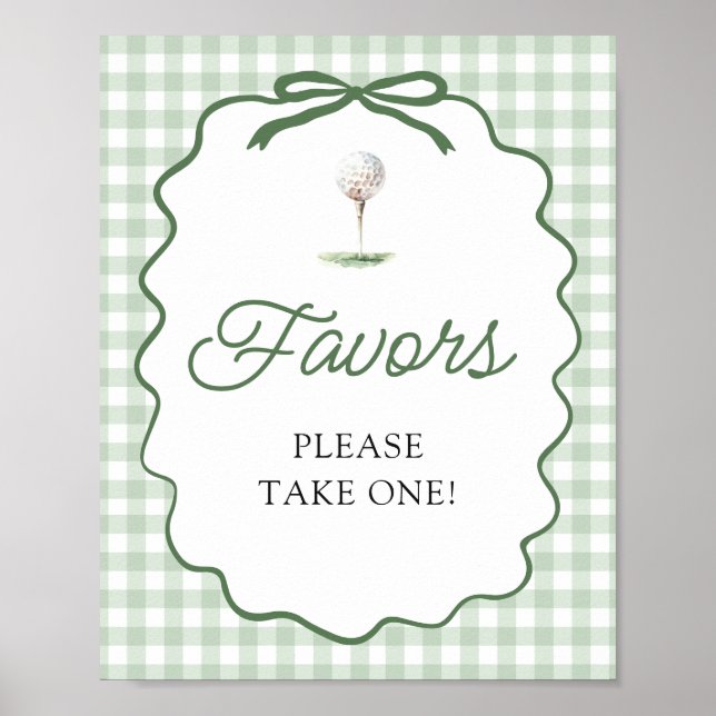 Poster Placa de Favor de Golfe com Laço de Ginga Verde Sa (Frente)