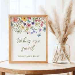 Poster Placa de Favor para Chá de Bebê Flor Silvestre Beb