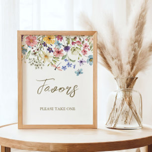 Poster Placa de Favor para Chá de Bebê Flor Silvestre Beb