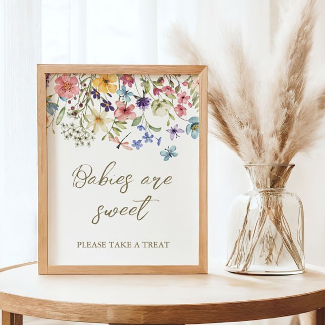 Poster Placa de Favor para Chá de Bebê Flor Silvestre Beb (Criador carregado)