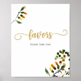 Poster Placa de favores de flor silvestre POR FAVOR PEGUE