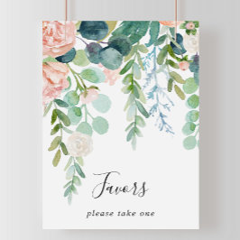 Poster Placa de Favors Florais Tropicais Coloridos Ilustr