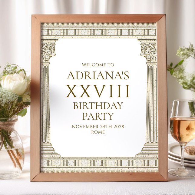 Poster Placa de festa de aniversário elegante com element (Criador carregado)