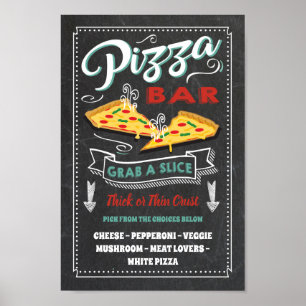 Poster Placa de festa de barra de fatia de pizza