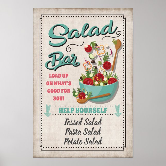 Poster Placa de festa de barra de salada (Frente)