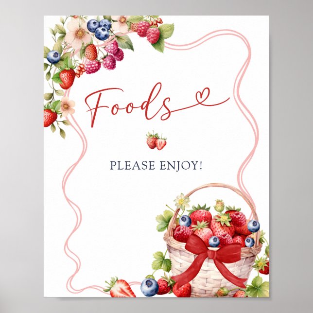 Poster Placa de festa de comida Coquette Berry In Love (Frente)