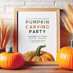 Poster Placa de festa de decoração de abóbora para Hallow