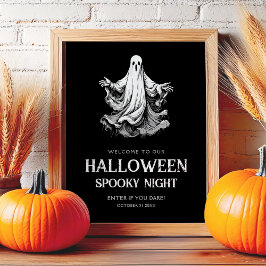 Poster Placa de festa noturna assustadora de Halloween co