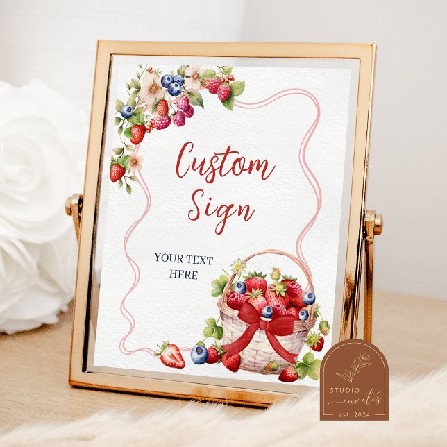 Poster Placa de festa personalizada Red Bow Coquette Berr (Criador carregado)