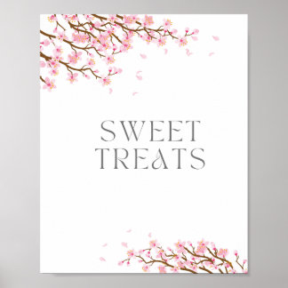 Poster Placa de Flor de Cerejeira Sweet Treats para Chá d