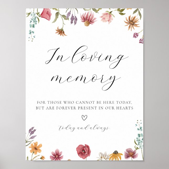 Poster Placa de Flor Silvestre em Memória Carinhosa (Frente)