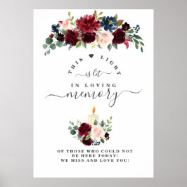 Poster Placa de Flores de Bege Borgonha Encantador Em Mem