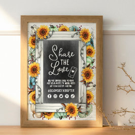 Poster Placa de Foto com Hashtag para Casamento de Outono