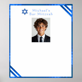 Poster Placa de Foto de Estrela de Davi Azul Bar Mitzvah