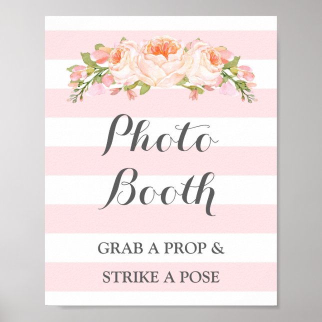 Poster Placa de Fotografia de Casamento com Flores Rosa L (Frente)