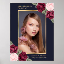 Placa de Funeral Celebração da Vida em Foto Azul V