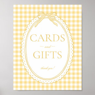 Poster Placa de Gingham Amarelo com Laço de Coquete e Pre