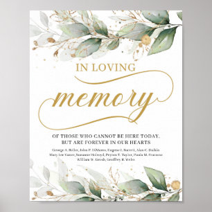 Poster Placa de greenery boho eucalipto em memória amoros