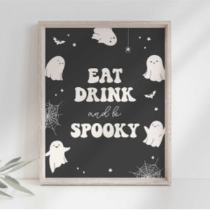 Poster Placa de Halloween Coma Beba Seja Assustador Fanta