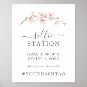 Poster Placa de Hashtag para Estação de Selfie de Flor de