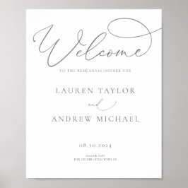 Poster Placa de jantar de ensaio minimalista prateada cin