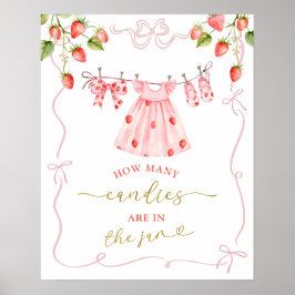 Poster Placa de Jogo de Roupas de Bebê Pink Coquette Berr