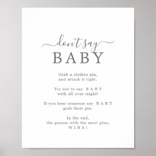 Poster Placa de Jogo Minimalista Prata Don't Say Baby
