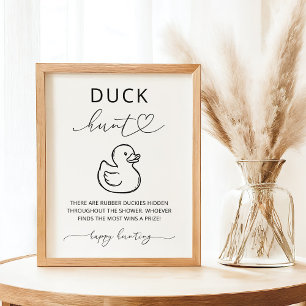 Poster Placa de Jogo para Chá de Bebê Caça ao Pato Minima