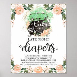 Poster Placa de Jogo para Chá de Bebê de Fraldas Noturnas